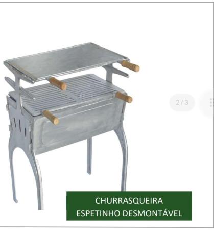 Churrasqueira alumínio espetinho com chapa e grelha